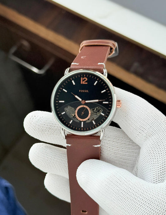 Fossil Automatic Machine In Leather Belt