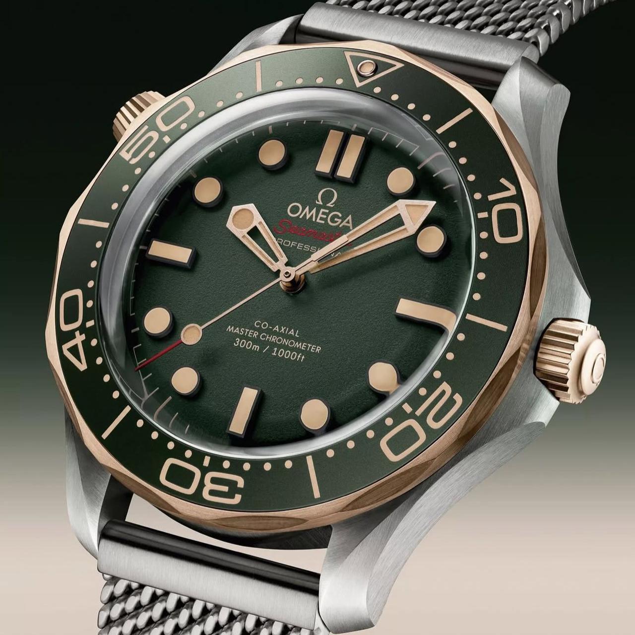Omega Bronze Gold Automatic Mchine Light Green Dail