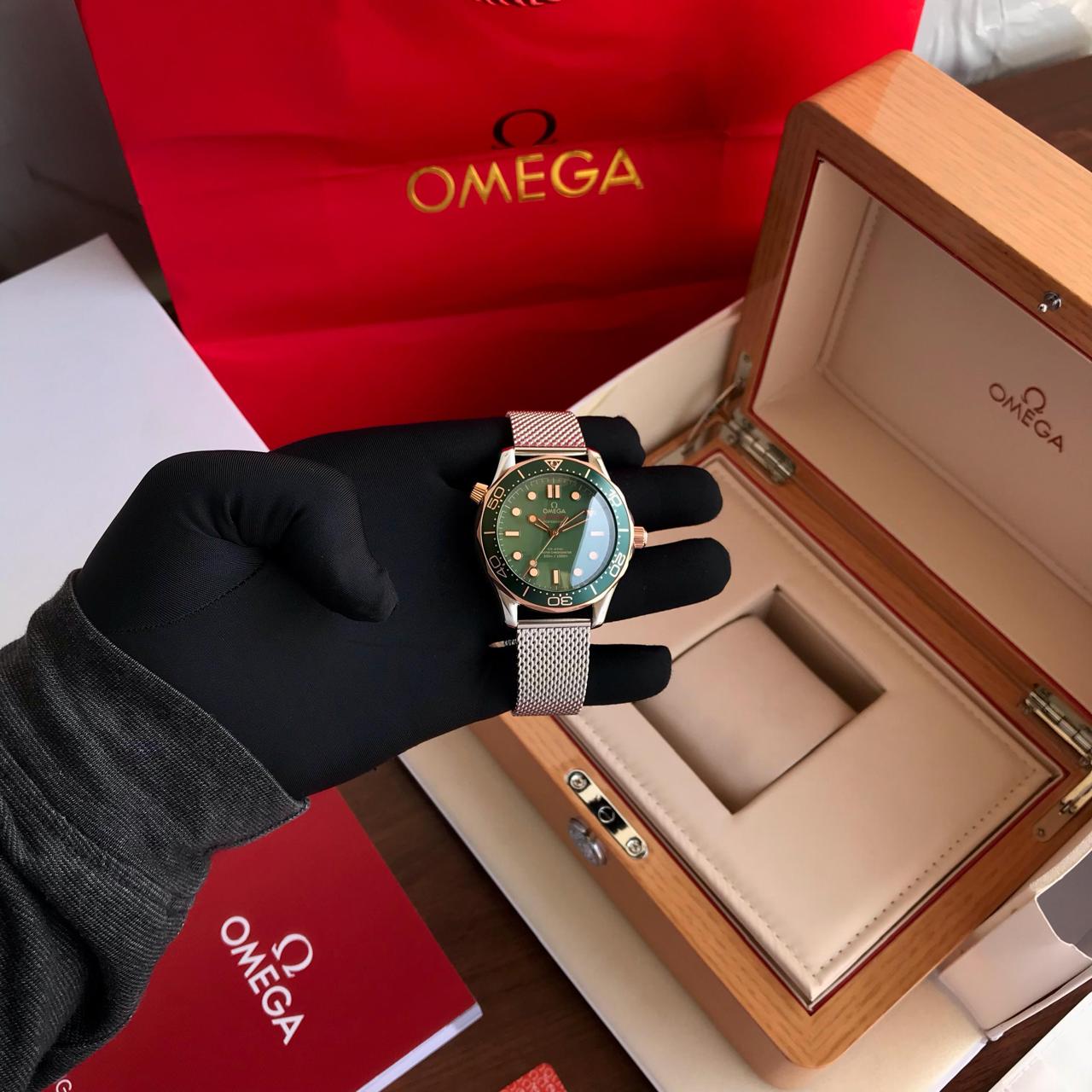 Omega Bronze Gold Automatic Mchine Light Green Dail