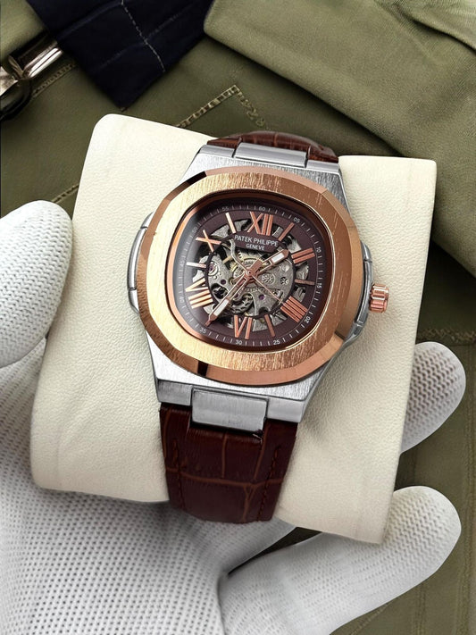 Patek Phillipe Skeleton Brown With Rose Gold Edition Leather
