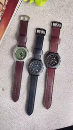Fossil Machine Chronograph Brown Leather Belt Green Dial
