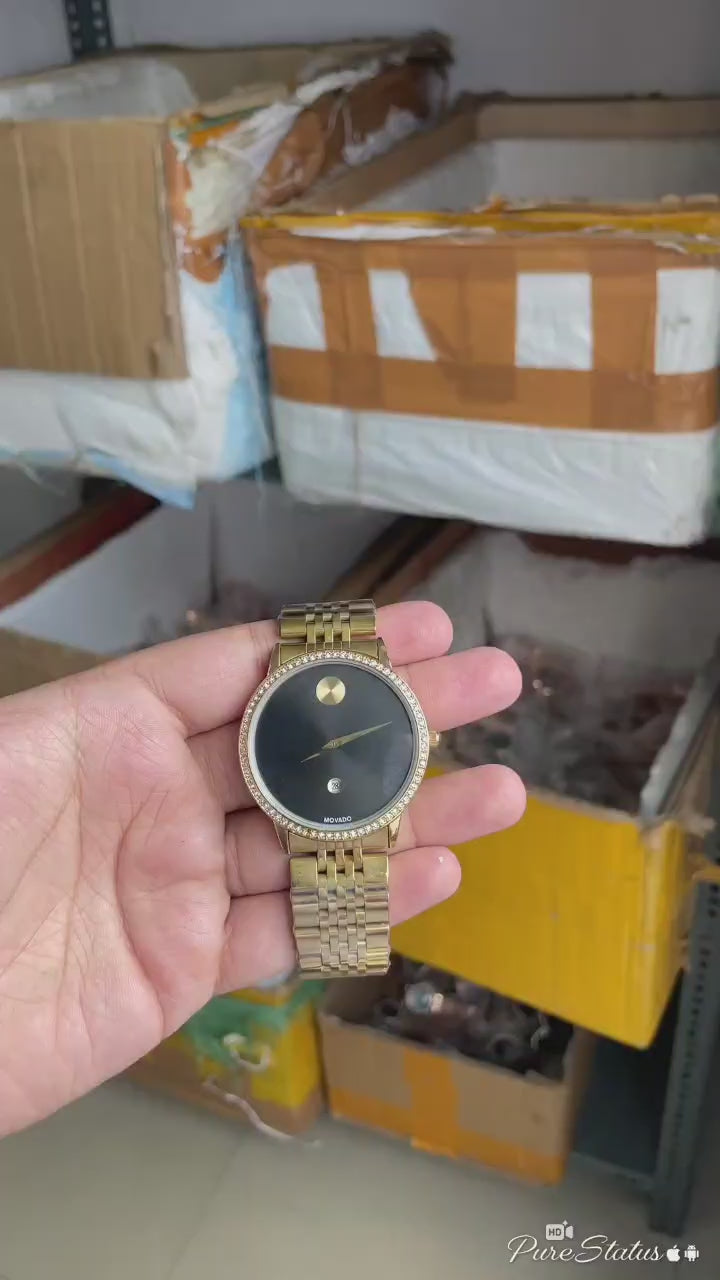 Movado Museum Classic Diamond Gold-Black 🔥💯