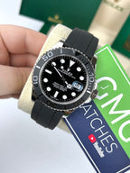 Rolex Yacht master Silicon band Silver black Virat kholi watch (automatic)