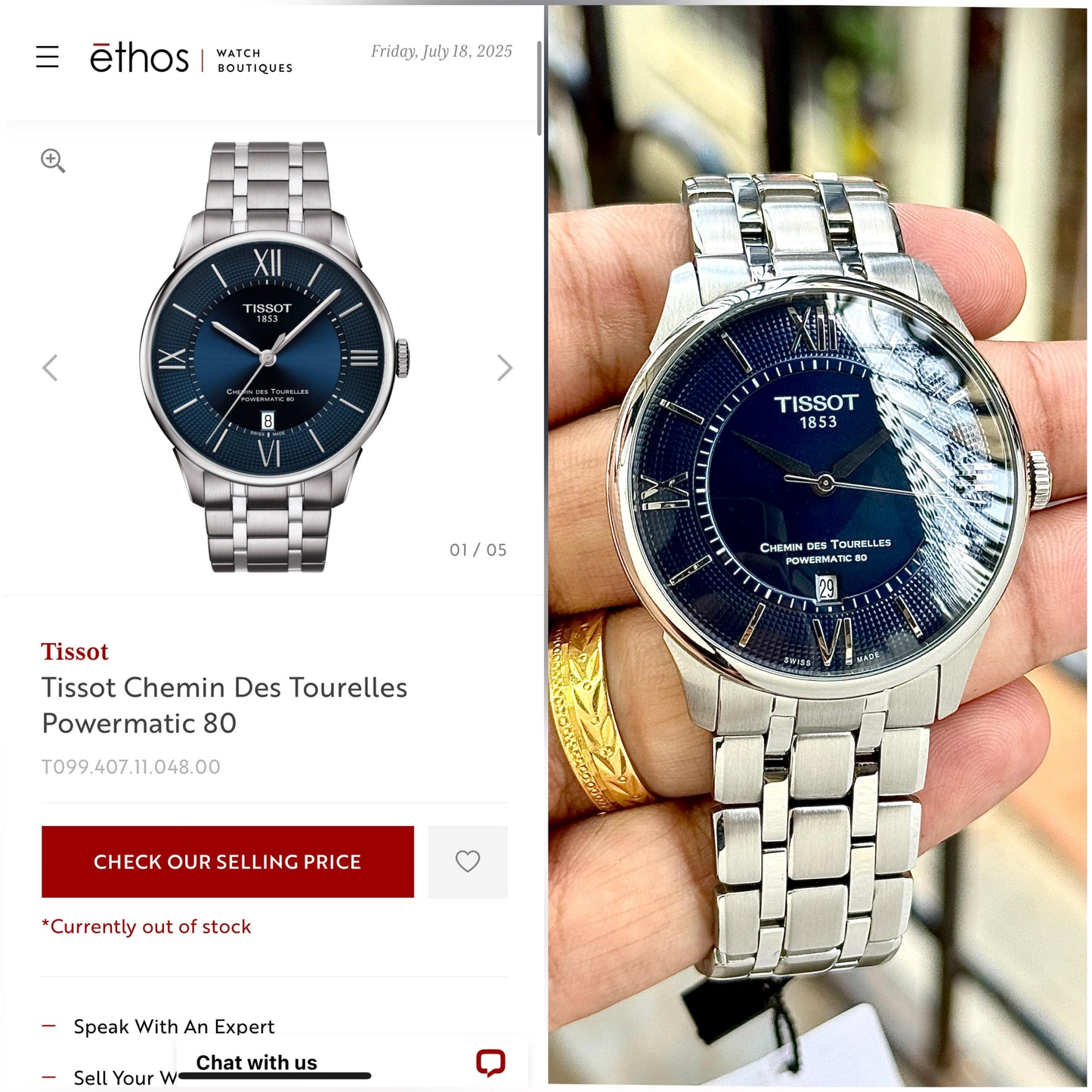 Tissot Silver With Blue Dail Automatic