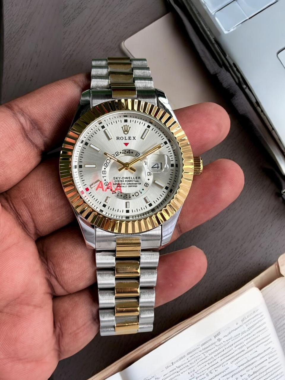 Rolex Sky Dweller Model Duel Tone With Silver Dail Edition