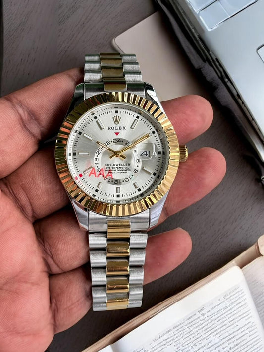 Rolex Sky Dweller Model Duel Tone With Silver Dail Edition